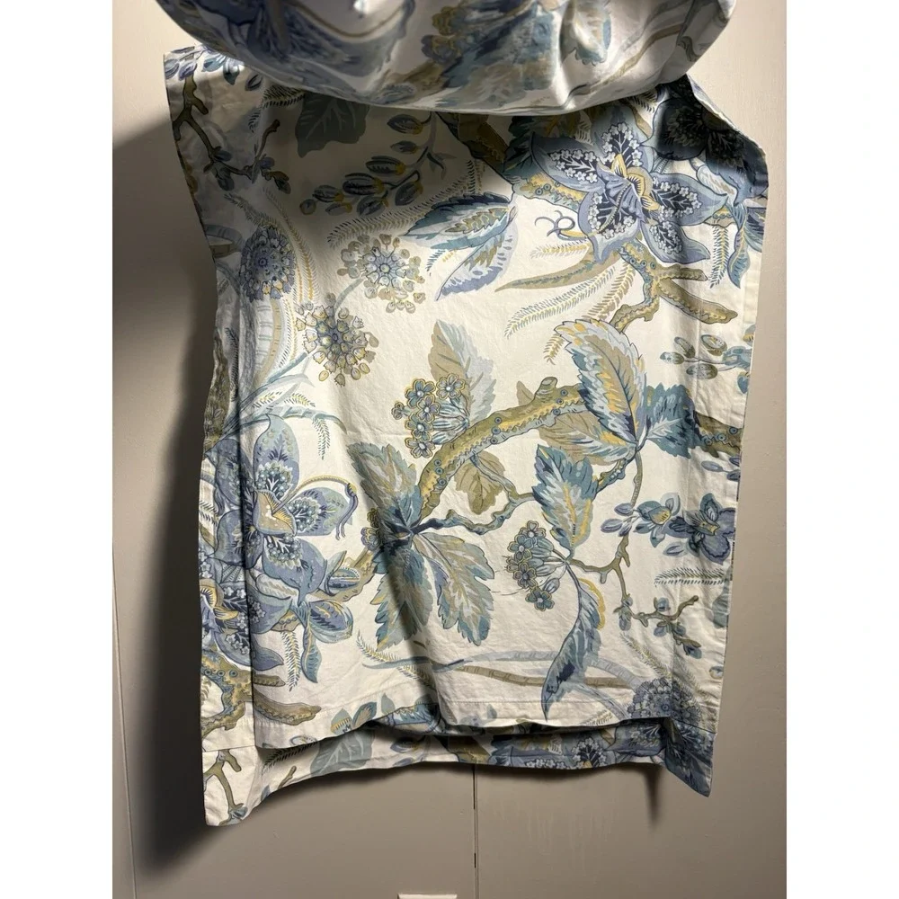 2 Pottery Barn Standard Pillow Sham Caesarea Blue Floral Organic Cotton Bedding